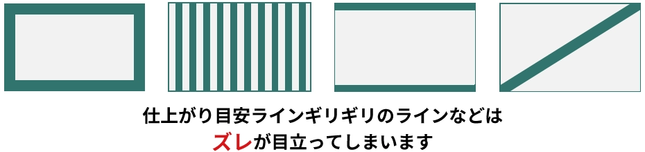  フチどりや周囲にラインのあるデザイン等ズレが目立つデザインはあまりおすすめできません。